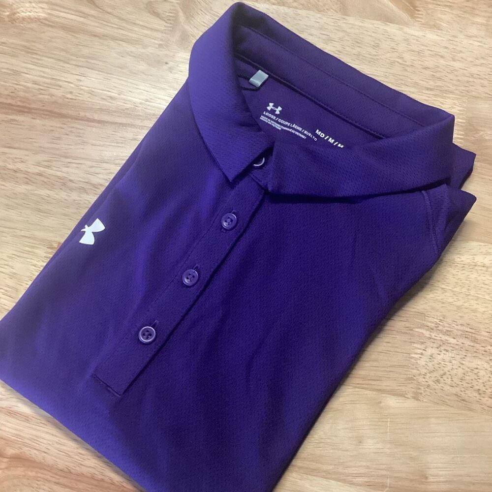 NWT Ladies Under Armour Tech Performance Golf Polo- Purple-Medium